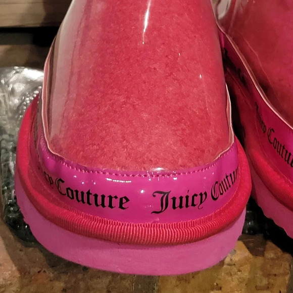 JUICY COUTURE Klash Faux Fur Lined PVC Shell Boots Hot Pink Sz 10 - Picture 10 of 10